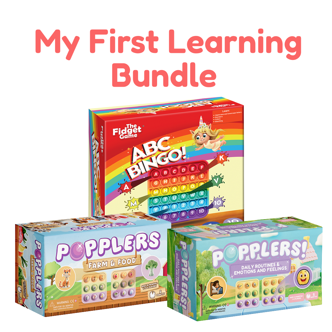 My First Learning Bundle educational toys set with The Fidget Game ABC Bingo and two Popplers on Tampa Home & Garden Store