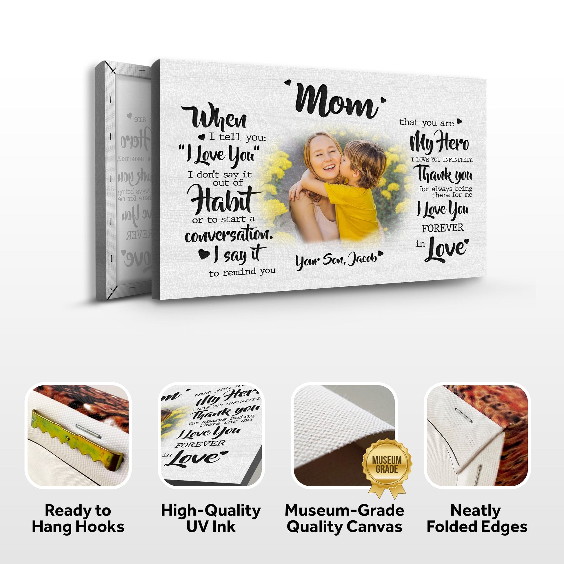 Mother's Day Sign My Hero Canvas by Tailored Canvases crafting canvas with handwritten quotes on Tampa Home & Garden Store