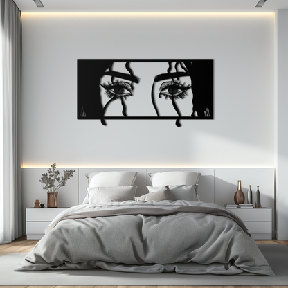 Mysterious Woman Eyes Metal Wall Art – Black Steel Feminine Silhouette Decor for Modern Stylish Interiors- KAF408 - Tampa Home & Garden Store