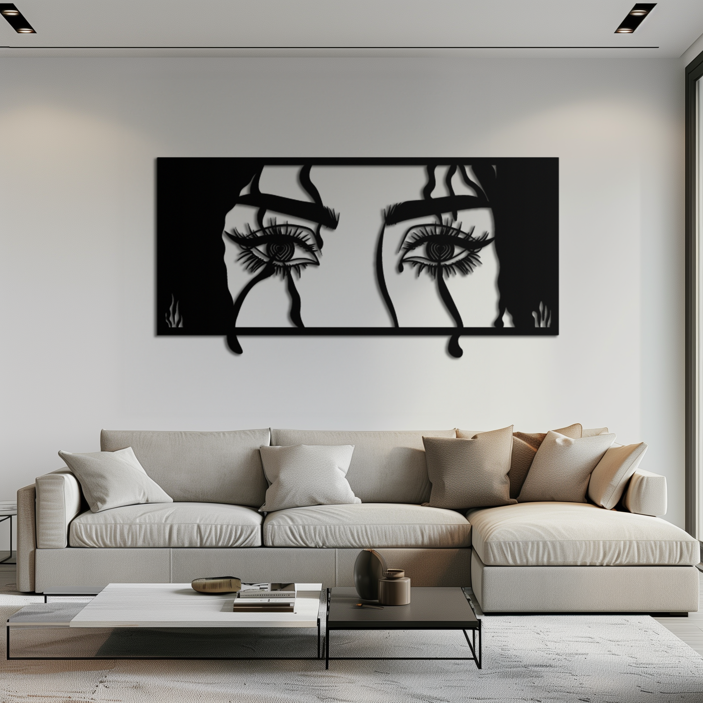Mysterious Woman Eyes Metal Wall Art – Black Steel Feminine Silhouette Decor for Modern Stylish Interiors- KAF408 - Tampa Home & Garden Store
