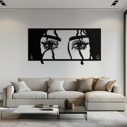 Mysterious Woman Eyes Metal Wall Art – Black Steel Feminine Silhouette Decor for Modern Stylish Interiors- KAF408 - Tampa Home & Garden Store