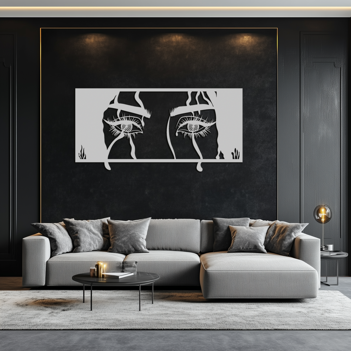 Mysterious Woman Eyes Metal Wall Art – Black Steel Feminine Silhouette Decor for Modern Stylish Interiors- KAF408 - Tampa Home & Garden Store
