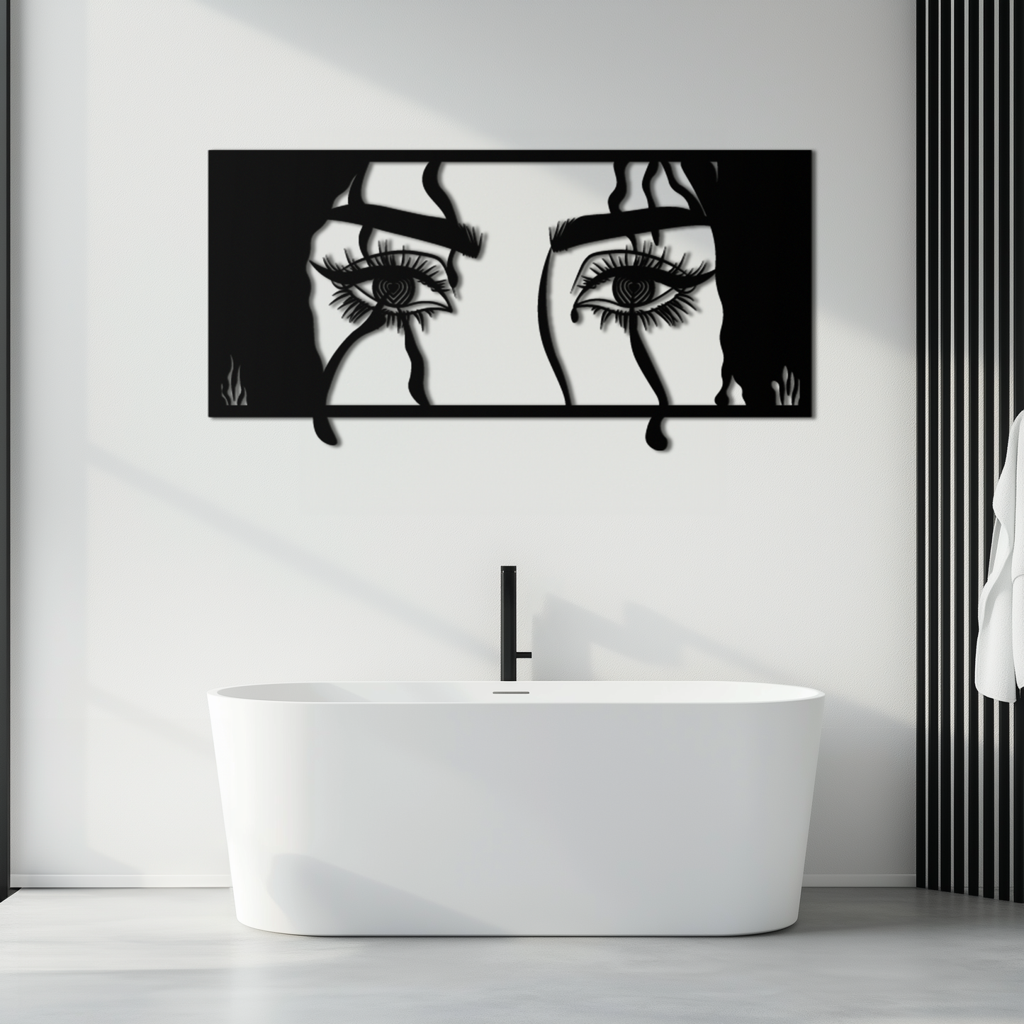 Mysterious Woman Eyes Metal Wall Art – Black Steel Feminine Silhouette Decor for Modern Stylish Interiors- KAF408 - Tampa Home & Garden Store