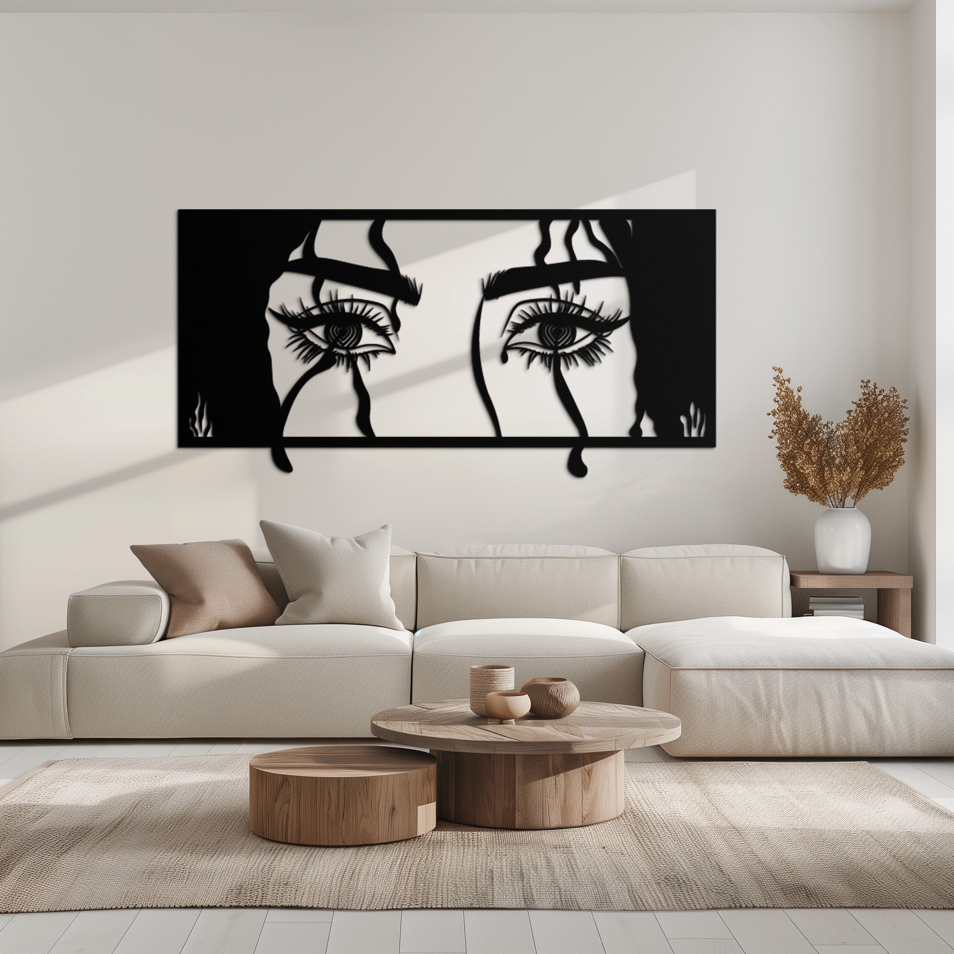 Mysterious Woman Eyes Metal Wall Art – Black Steel Feminine Silhouette Decor for Modern Stylish Interiors- KAF408 - Tampa Home & Garden Store