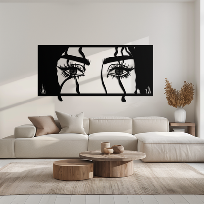 Mysterious Woman Eyes Metal Wall Art – Black Steel Feminine Silhouette Decor for Modern Stylish Interiors- KAF408 - Tampa Home & Garden Store