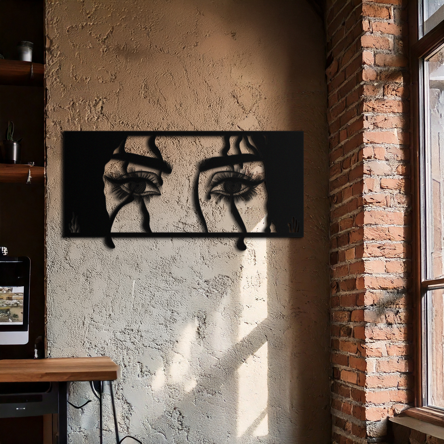 Mysterious Woman Eyes Metal Wall Art – Black Steel Feminine Silhouette Decor for Modern Stylish Interiors- KAF408 - Tampa Home & Garden Store
