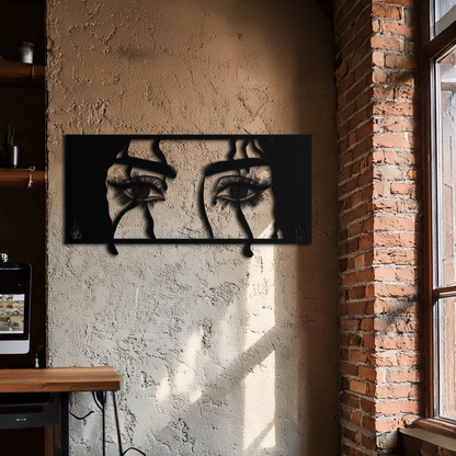 Mysterious Woman Eyes Metal Wall Art – Black Steel Feminine Silhouette Decor for Modern Stylish Interiors- KAF408 - Tampa Home & Garden Store