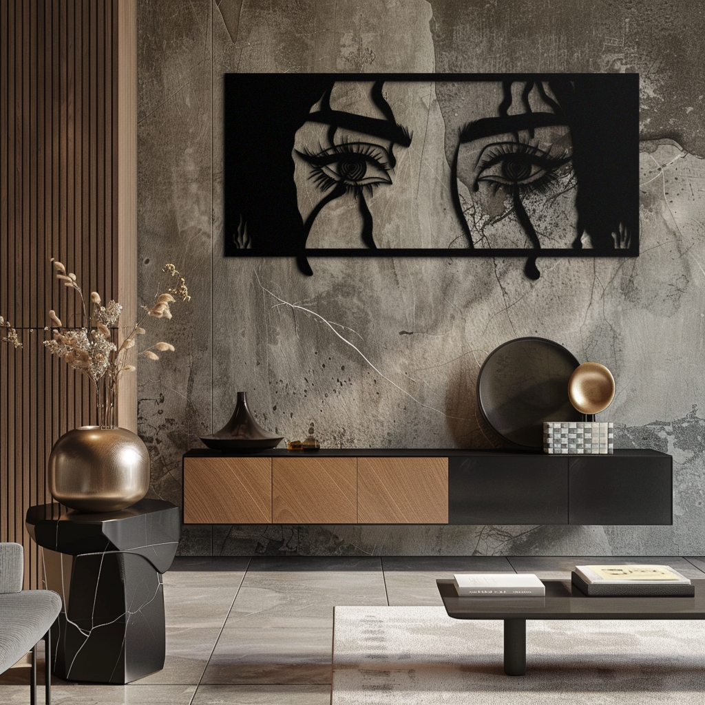 Mysterious Woman Eyes Metal Wall Art – Black Steel Feminine Silhouette Decor for Modern Stylish Interiors- KAF408 - Tampa Home & Garden Store