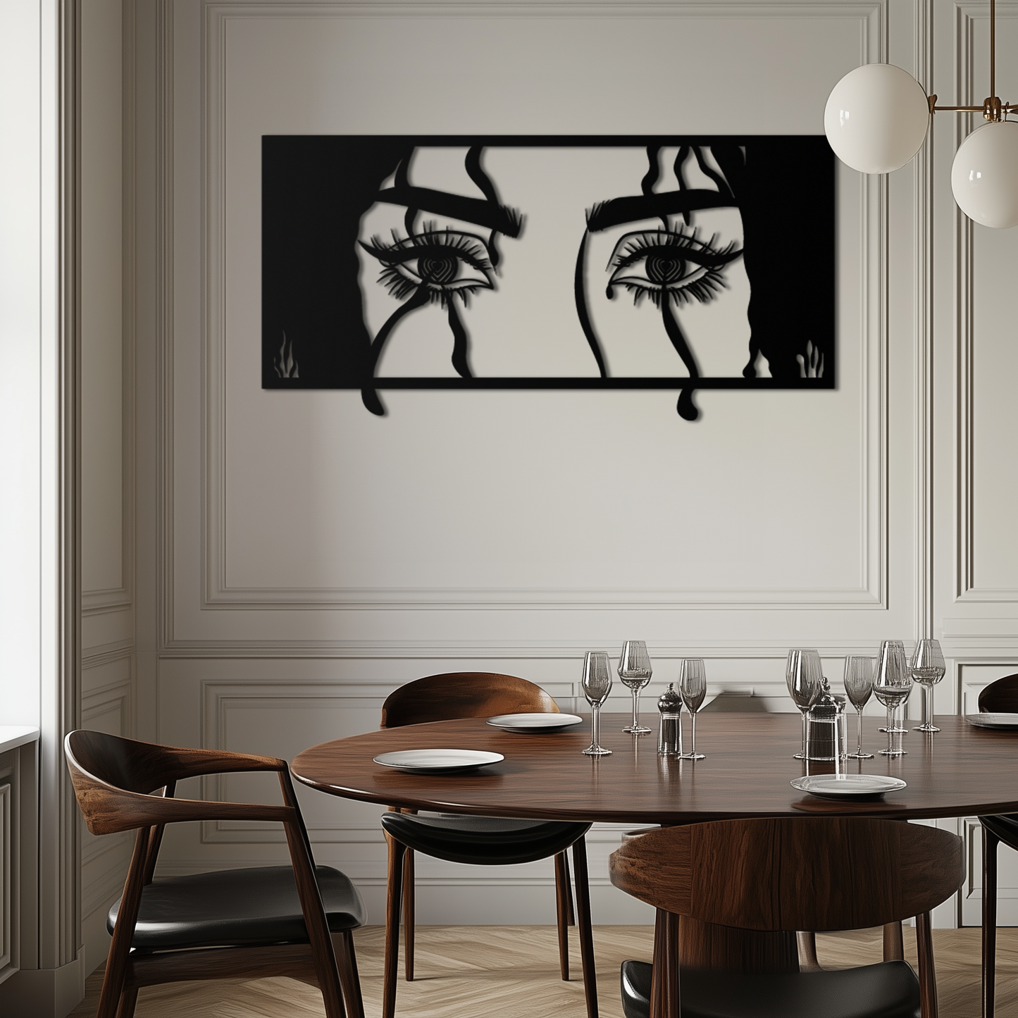 Mysterious Woman Eyes Metal Wall Art – Black Steel Feminine Silhouette Decor for Modern Stylish Interiors- KAF408 - Tampa Home & Garden Store