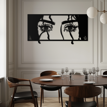 Mysterious Woman Eyes Metal Wall Art – Black Steel Feminine Silhouette Decor for Modern Stylish Interiors- KAF408 - Tampa Home & Garden Store