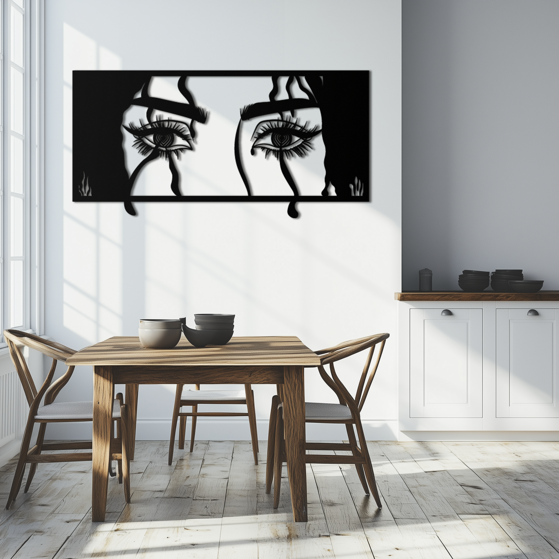Mysterious Woman Eyes Metal Wall Art – Black Steel Feminine Silhouette Decor for Modern Stylish Interiors- KAF408 - Tampa Home & Garden Store