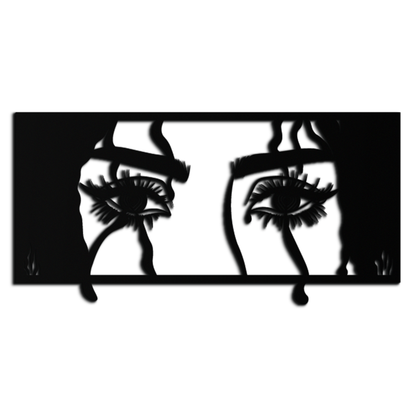 Mysterious Woman Eyes Metal Wall Art – Black Steel Feminine Silhouette Decor for Modern Stylish Interiors- KAF408 - Tampa Home & Garden Store
