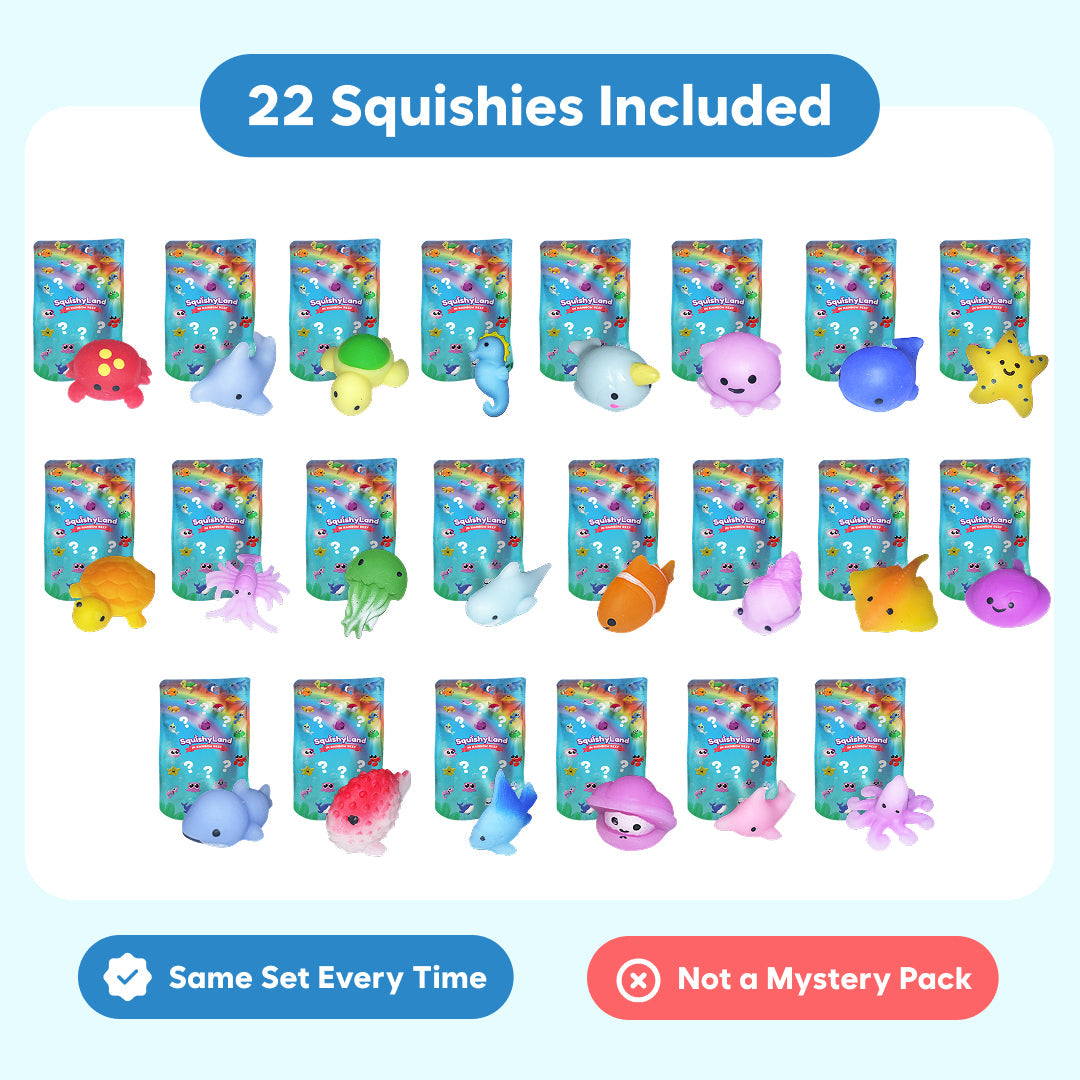 Mystery Squishies 22-pack sensory toys by The Fidget Games with sea creature squishies on Tampa Home & Garden Store