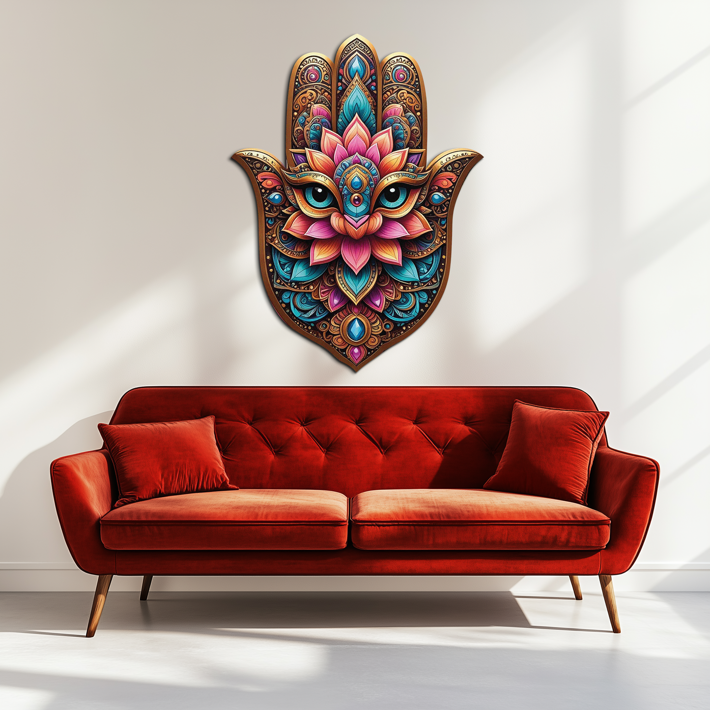 Mystic Hamsa Hand Metal Wall Art – Boho Evil Eye Decor-KAFUVM030 - Tampa Home & Garden Store