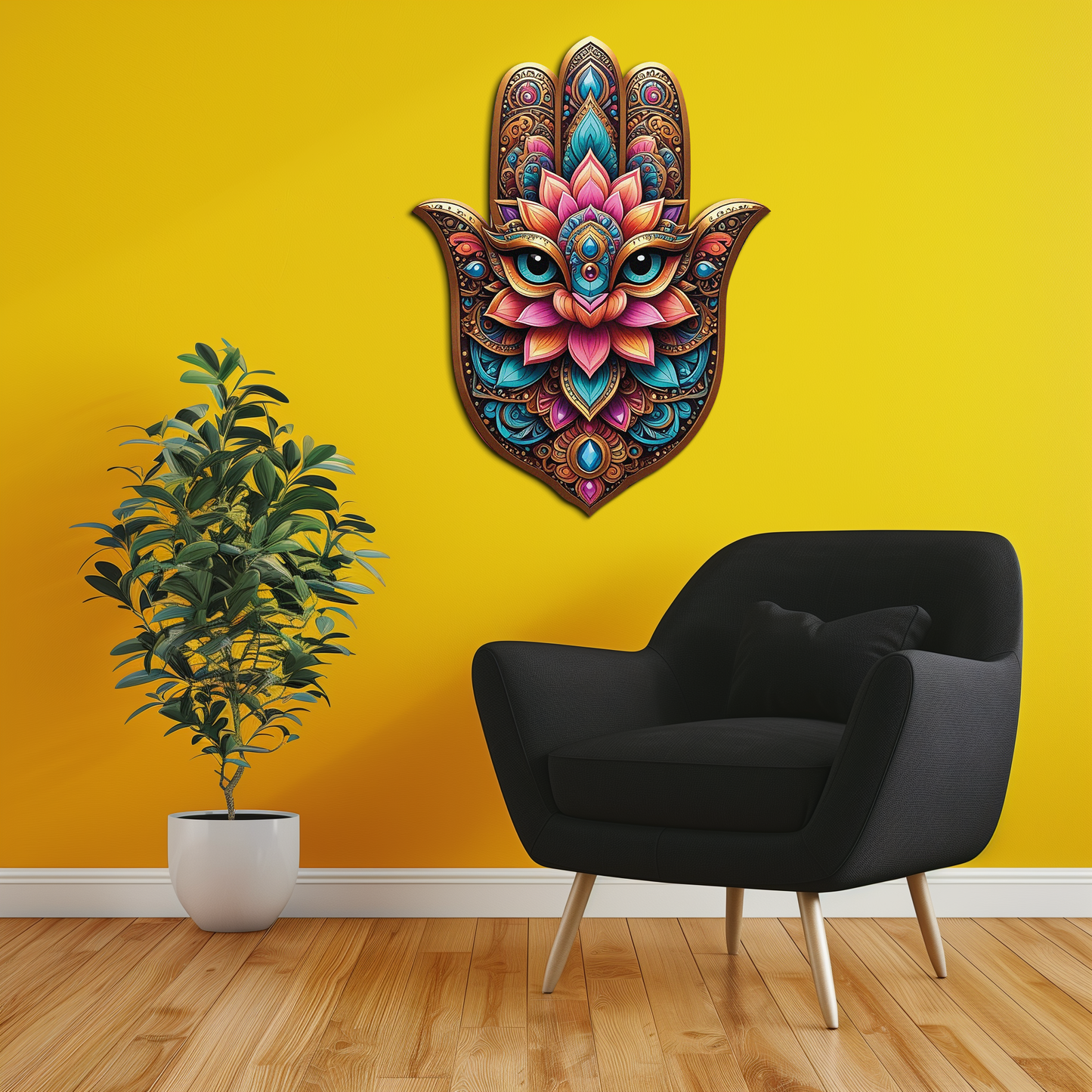 Mystic Hamsa Hand Metal Wall Art – Boho Evil Eye Decor-KAFUVM030 - Tampa Home & Garden Store