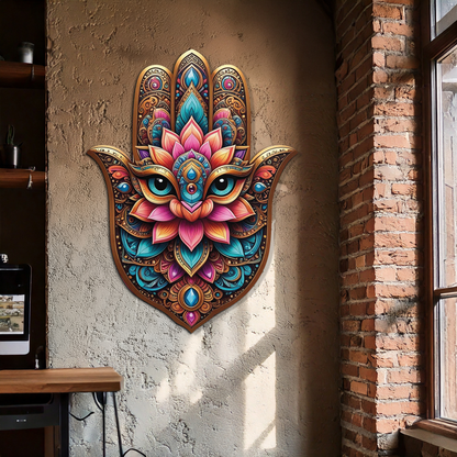 Mystic Hamsa Hand Metal Wall Art – Boho Evil Eye Decor-KAFUVM030 - Tampa Home & Garden Store