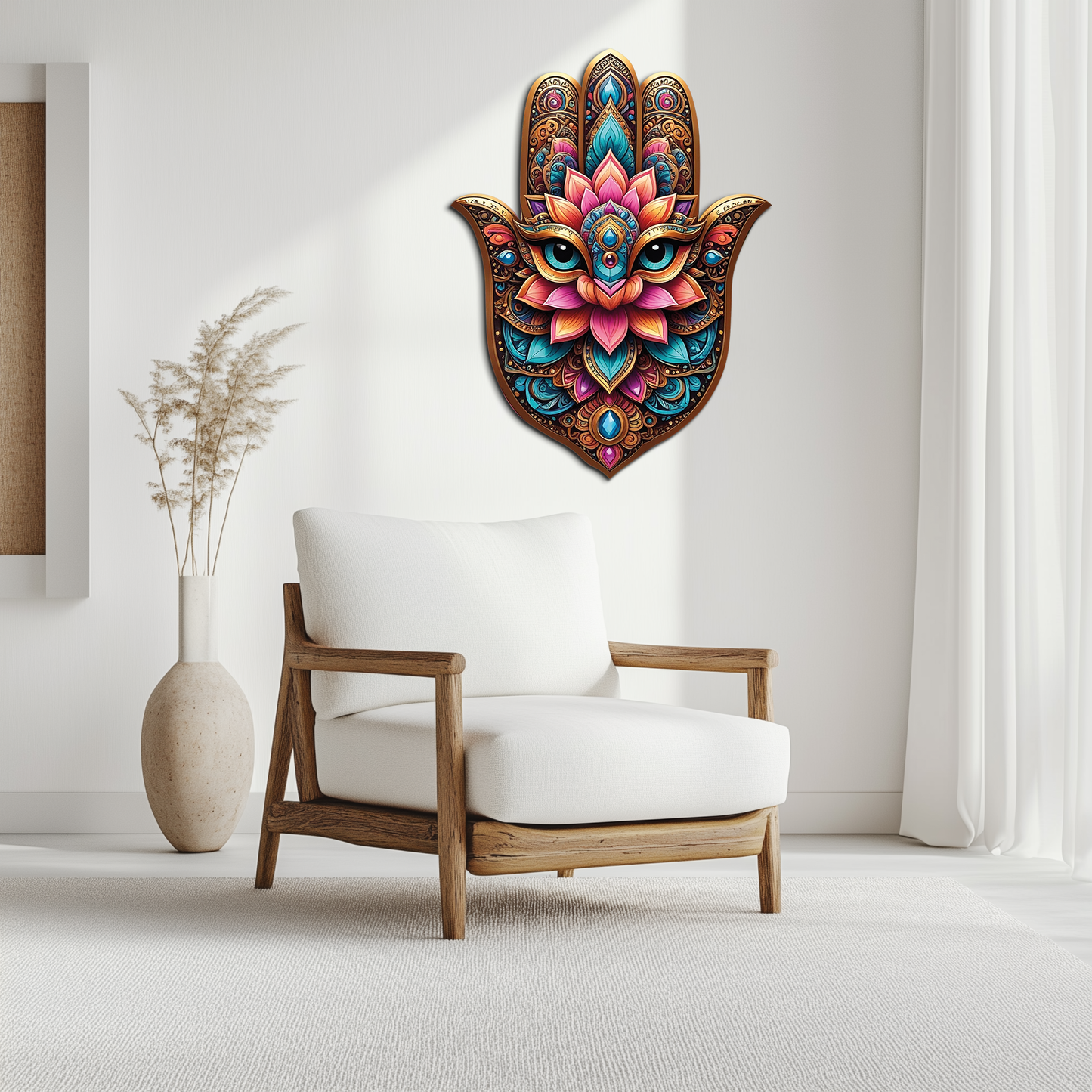 Mystic Hamsa Hand Metal Wall Art – Boho Evil Eye Decor-KAFUVM030 - Tampa Home & Garden Store
