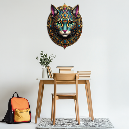 Mystic Mandala Cat Metal Wall Art – Boho Feline Decor-KAFUVM037 - Tampa Home & Garden Store