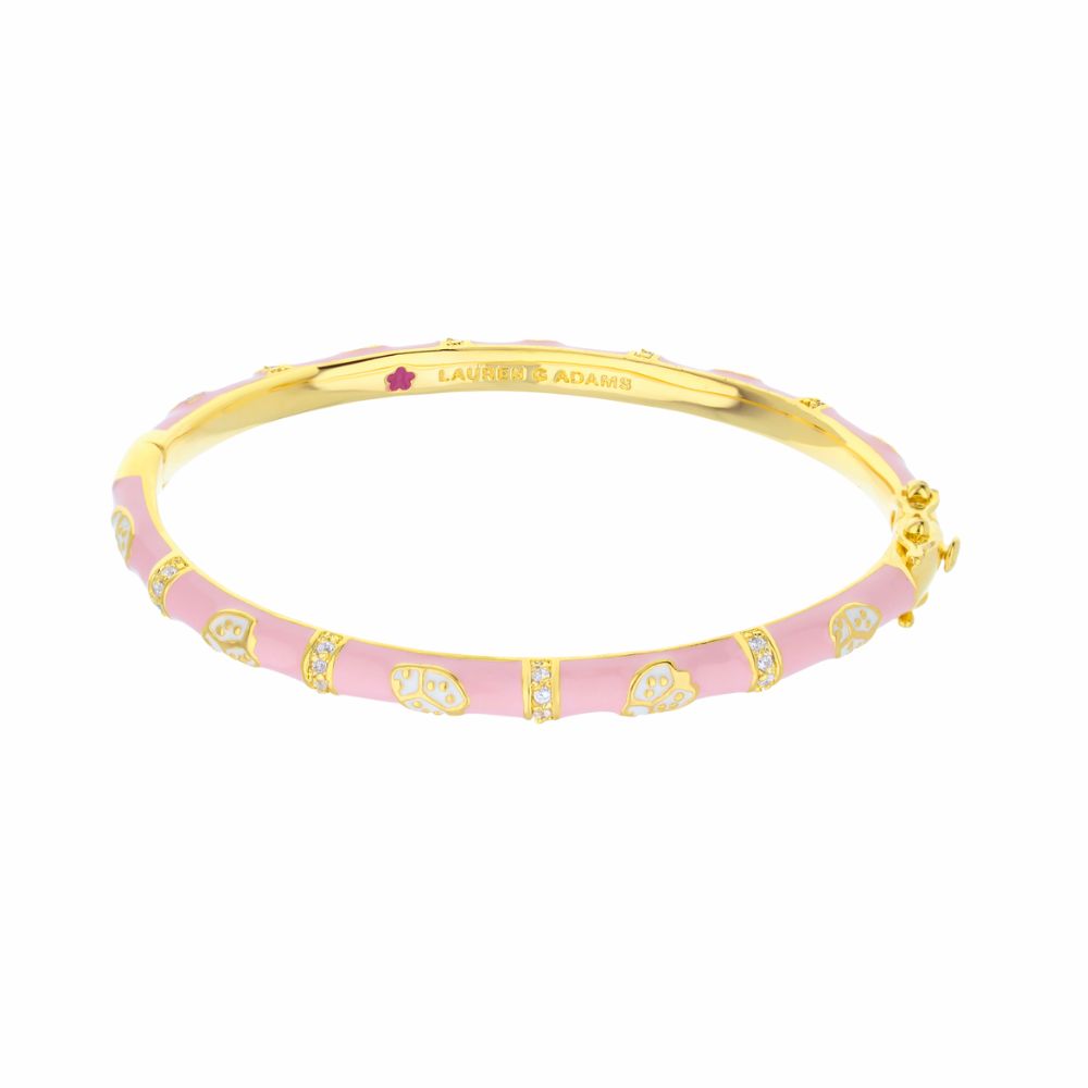 Lady Poof Stackable Bangle pink enamel gold-tone links crystal accents Lauren G Adams bracelet on Tampa Home & Garden Store
