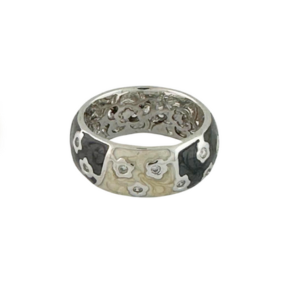 Flowering Vines Band Ring by Lauren G Adams, wide silver band with floral vine detail on Tampa Home & Garden Store