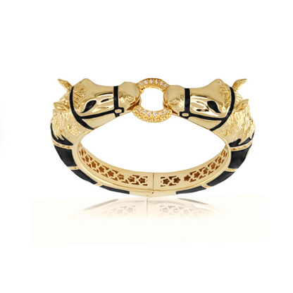 Bracelet Bangle Pavé Circle gold-tone black enamel horse heads Lauren G Adams on Tampa Home & Garden Store