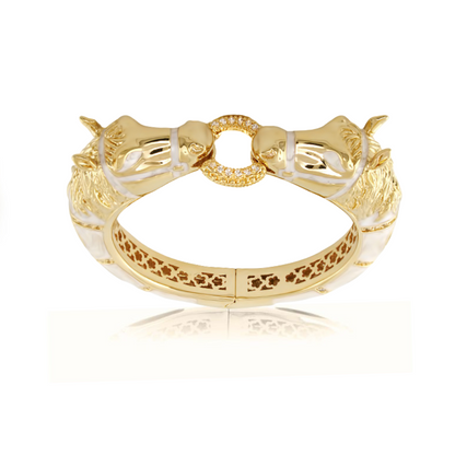 Bracelet Equestrian Horse Bangle — Pavé Circle, gold-tone with horse heads, Lauren G Adams on Tampa Home & Garden Store