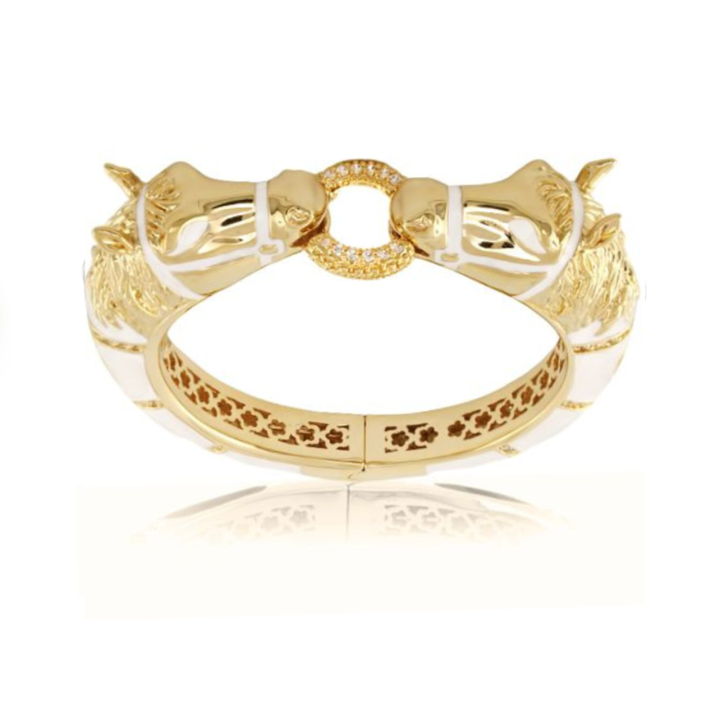 Bracelet Equestrian Horse Bangle by Lauren G Adams with pavé circle centerpiece, gold tone on Tampa Home & Garden Store