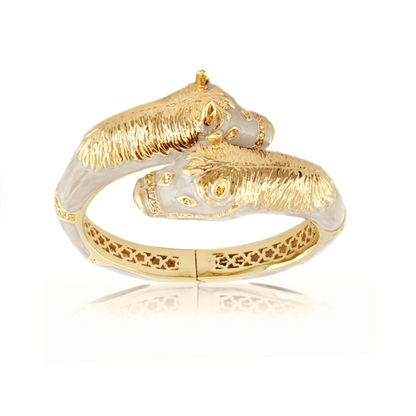 Equestrian horse bangle in two-tone gold and silver with crossover heads by Lauren G Adams on Tampa Home & Garden Store