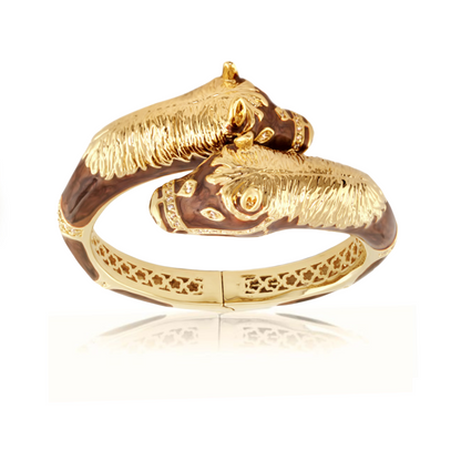 Bracelet Equestrian Horse Bangle — Crossover Heads gold, Lauren G Adams, textured heads on Tampa Home & Garden Store