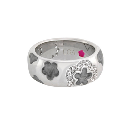 Daisy Love Stackable Ring by Lauren G Adams, silver with clover motifs and pave accents on Tampa Home & Garden Store