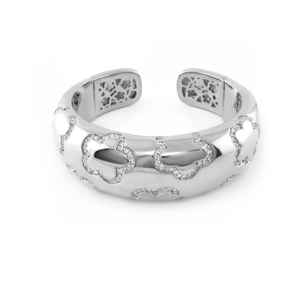 Shiny Daisy Bangle pavé-outline hinged silver bracelet by Lauren G Adams on Tampa Home & Garden Store