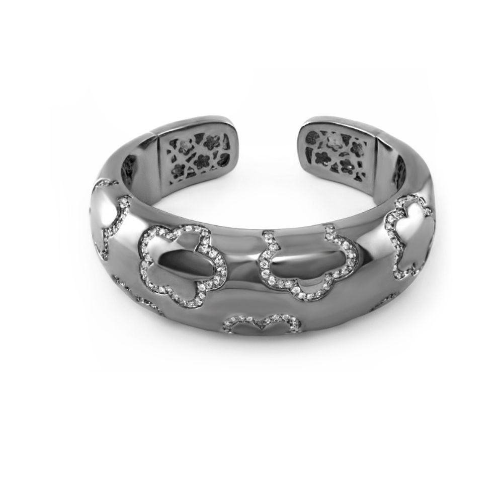 Shiny Daisy Bangle Pavé outline flower hinged bracelet silver tone Lauren G Adams on Tampa Home & Garden Store