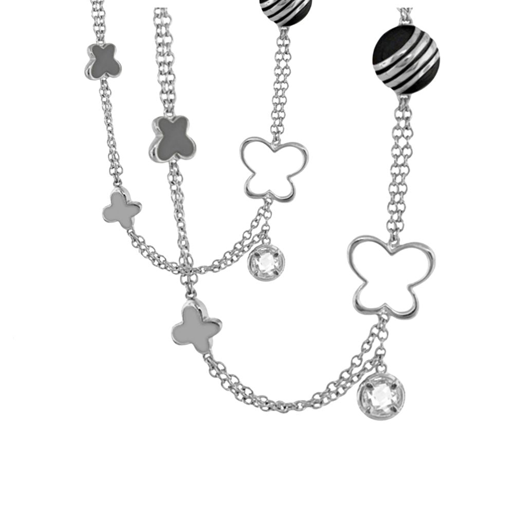 You Neek Long Necklace by Lauren G Adams multi-strand clover charms and crystal pendant on Tampa Home & Garden Store