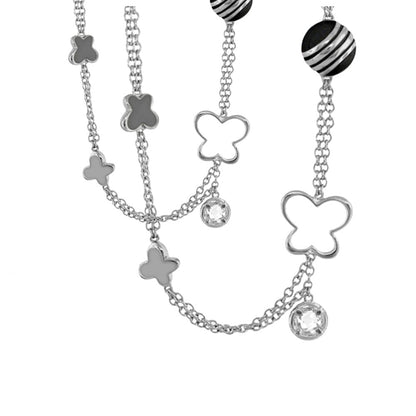 You Neek Long Necklace by Lauren G Adams multi-strand clover charms and crystal pendant on Tampa Home & Garden Store