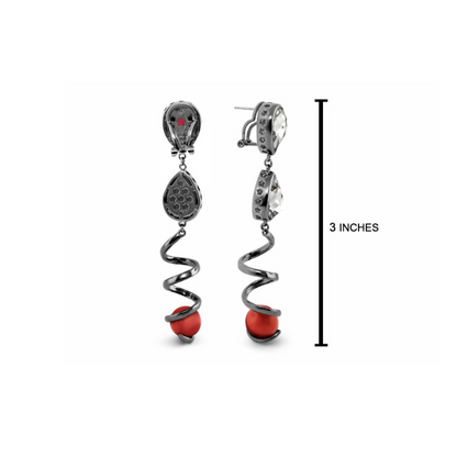 Orbital Gold Plated Onyx Spiral Drop Earrings