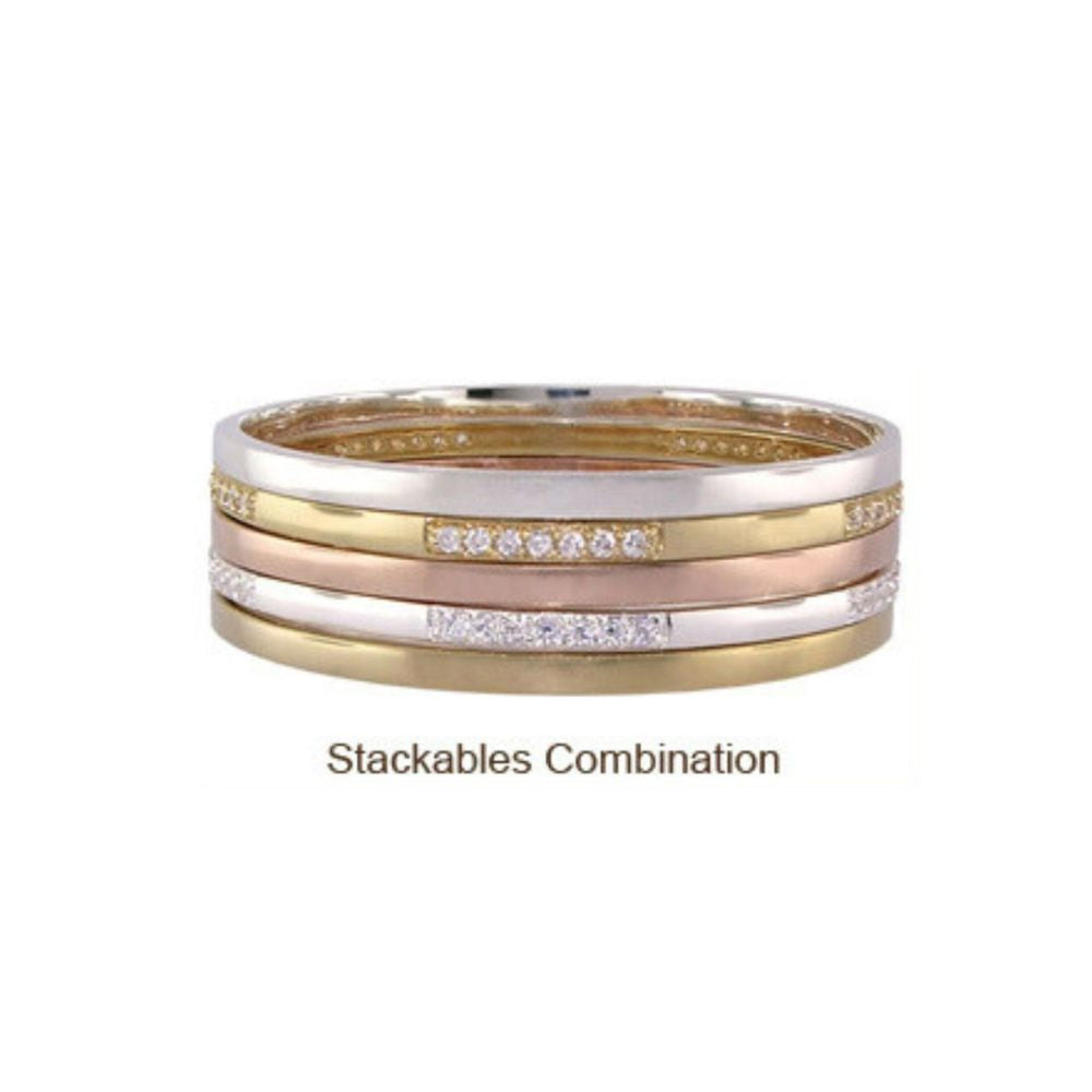 a Refined Solitaire Stackable Bangle In Gold