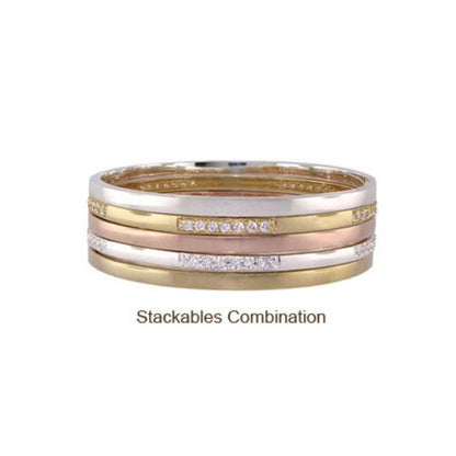a Refined Solitaire Stackable Bangle In Gold