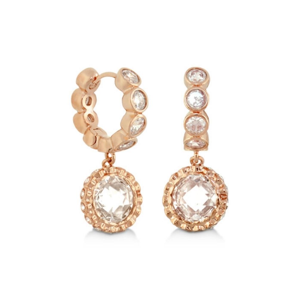 Classic Charm Round Earrings Lauren G Adams rose gold drop with pavé crystals, 2pc on Tampa Home & Garden Store