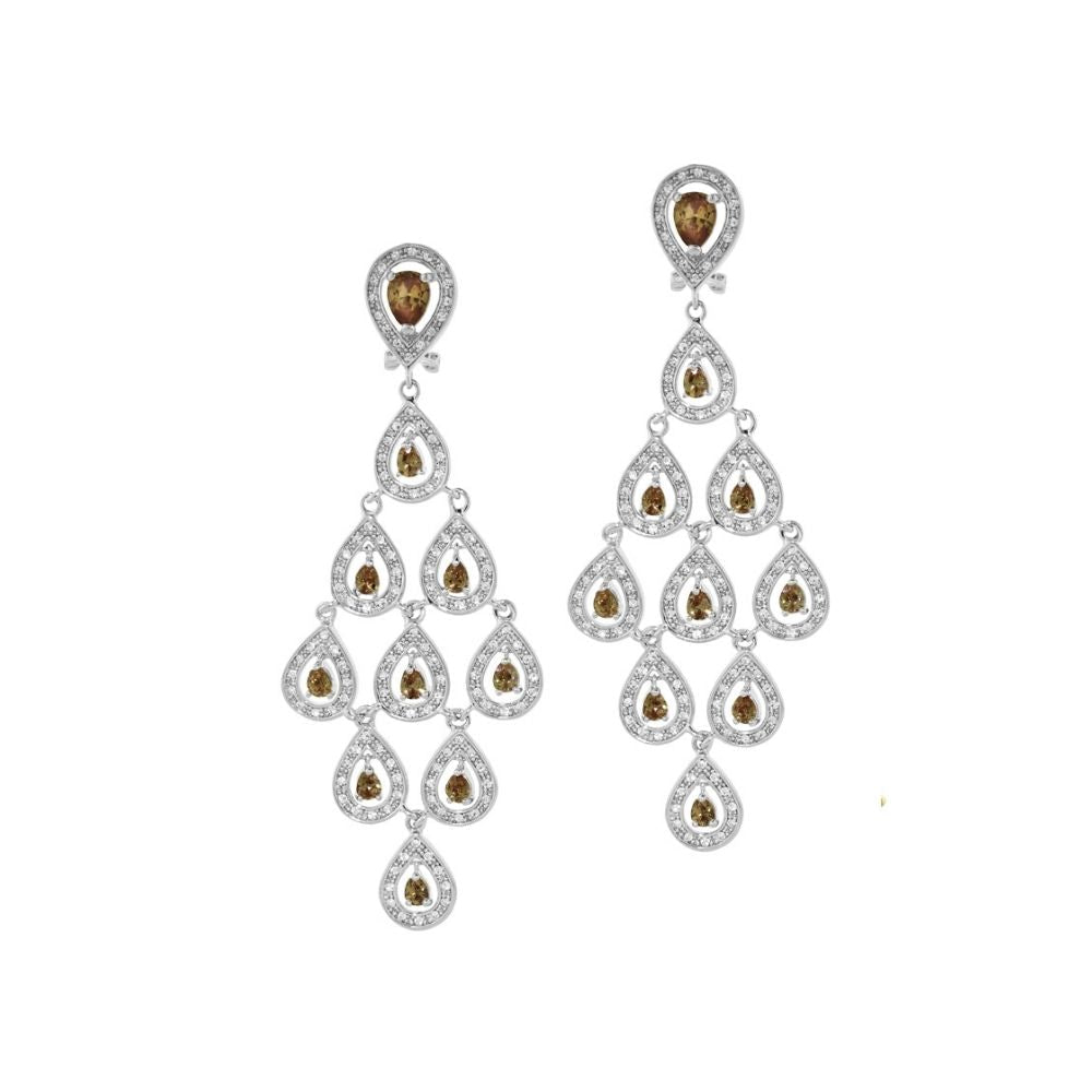 Chandelier earrings Lauren G Adams, silver-tone with brown teardrop crystals on Tampa Home & Garden Store