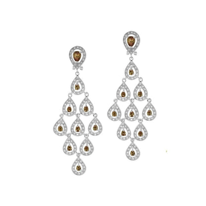 Chandelier earrings Lauren G Adams, silver-tone with brown teardrop crystals on Tampa Home & Garden Store