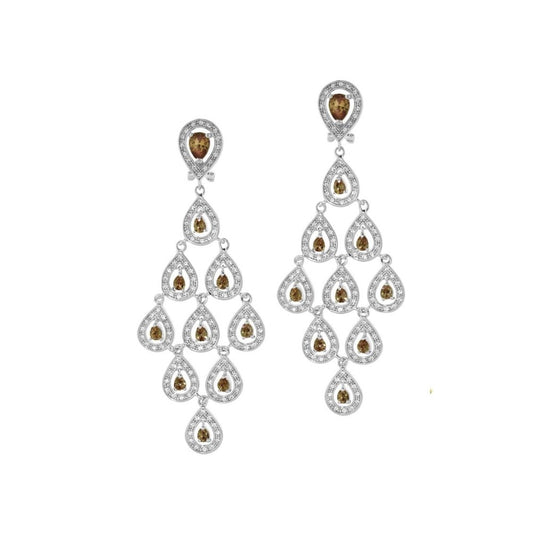 Chandelier earrings Lauren G Adams, silver-tone with brown teardrop crystals on Tampa Home & Garden Store