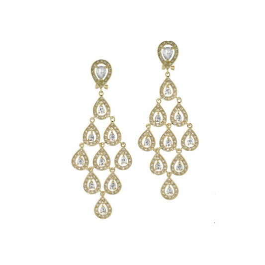 Chandelier earrings by Lauren G Adams in gold-tone with cascading pavé-crystal teardrops on Tampa Home & Garden Store