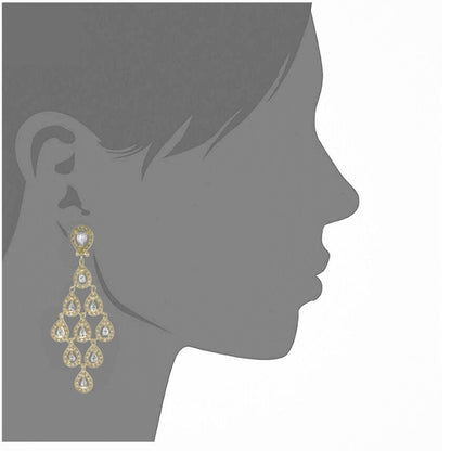 Chandelier earrings by Lauren G Adams, gold-tone with clear crystals, cascading teardrop drops on Tampa Home & Garden Store