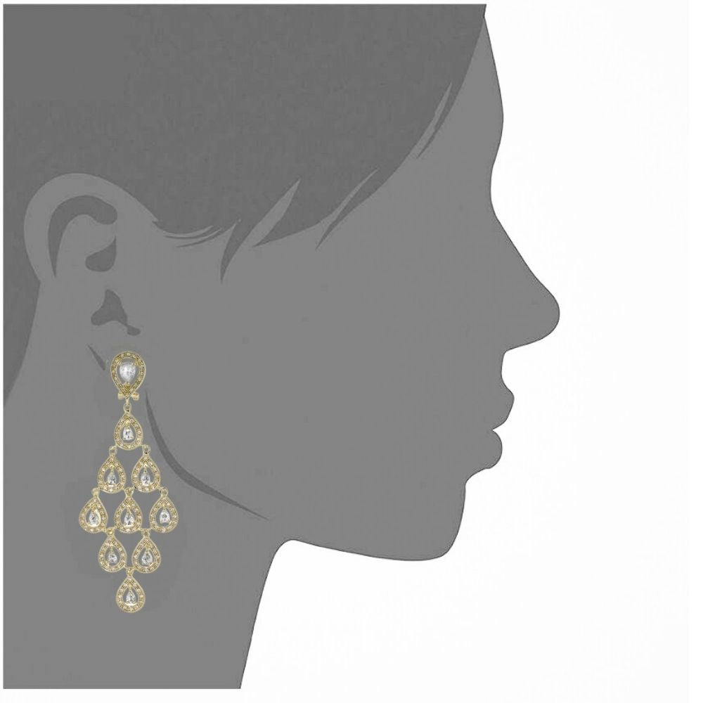 Chandelier earrings by Lauren G Adams, gold-tone with cascading teardrop crystals on Tampa Home & Garden Store