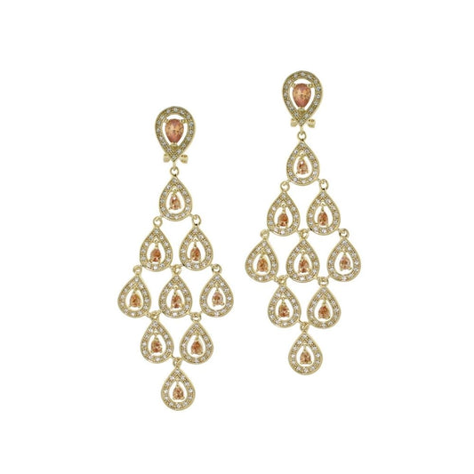 Chandelier earrings gold-tone with champagne teardrop crystals Lauren G Adams on Tampa Home & Garden Store
