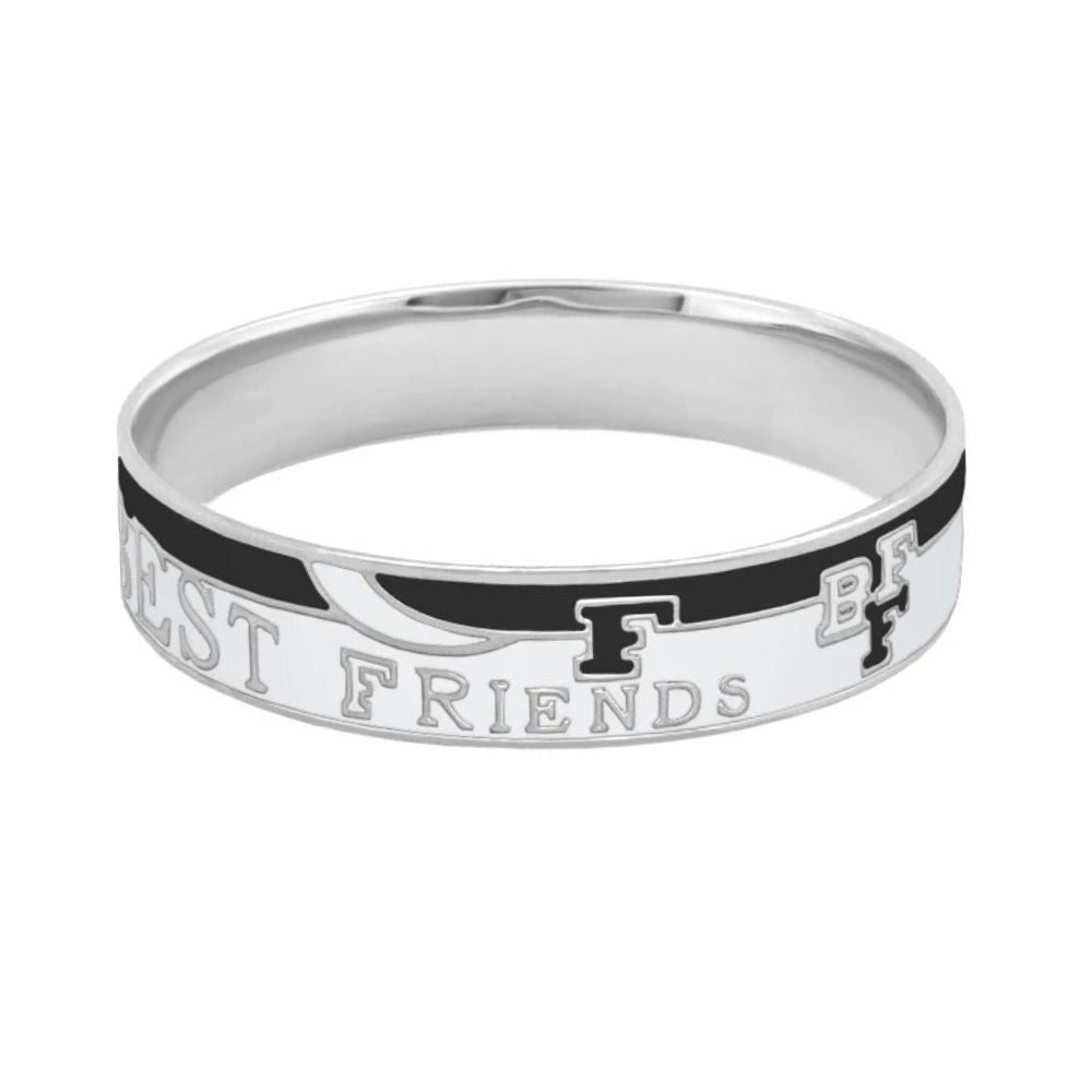 Best Friends bangle slip-on bracelet by Lauren G Adams, silver-tone metal with black inlay on Tampa Home & Garden Store