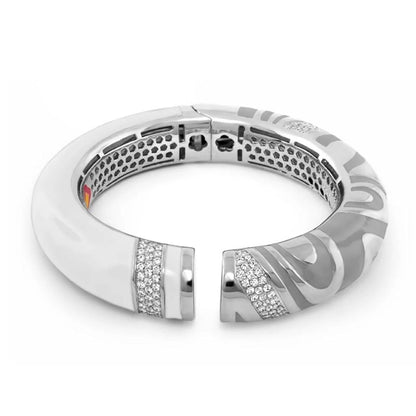 Moon of Dust Bangle hinged silver bracelet with pavé crystal ends on Tampa Home & Garden Store