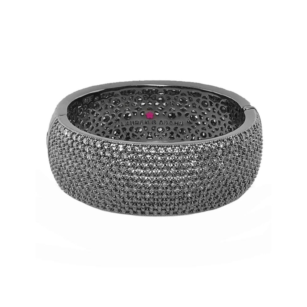 Thick Glamour Pave Bangle, Lauren G Adams eternity bracelet in gunmetal with pavé crystals on Tampa Home & Garden Store