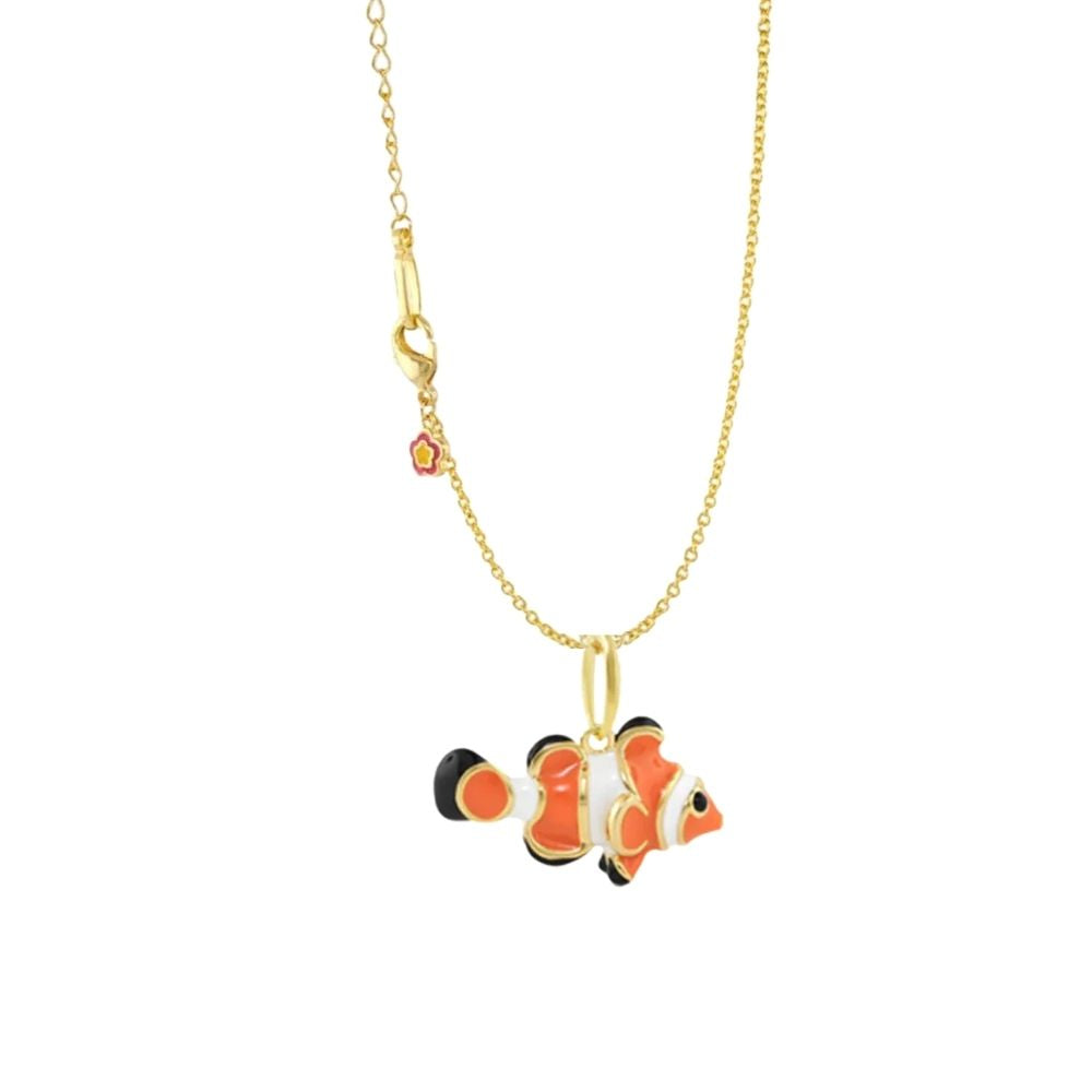 Eau Fish Necklace by Lauren G Adams with gold-tone chain and orange clownfish enamel pendant on Tampa Home & Garden Store