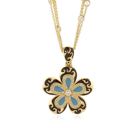 Happy Days Daisy Necklace gold-tone flower pendant with turquoise petals by Lauren G Adams on Tampa Home & Garden Store